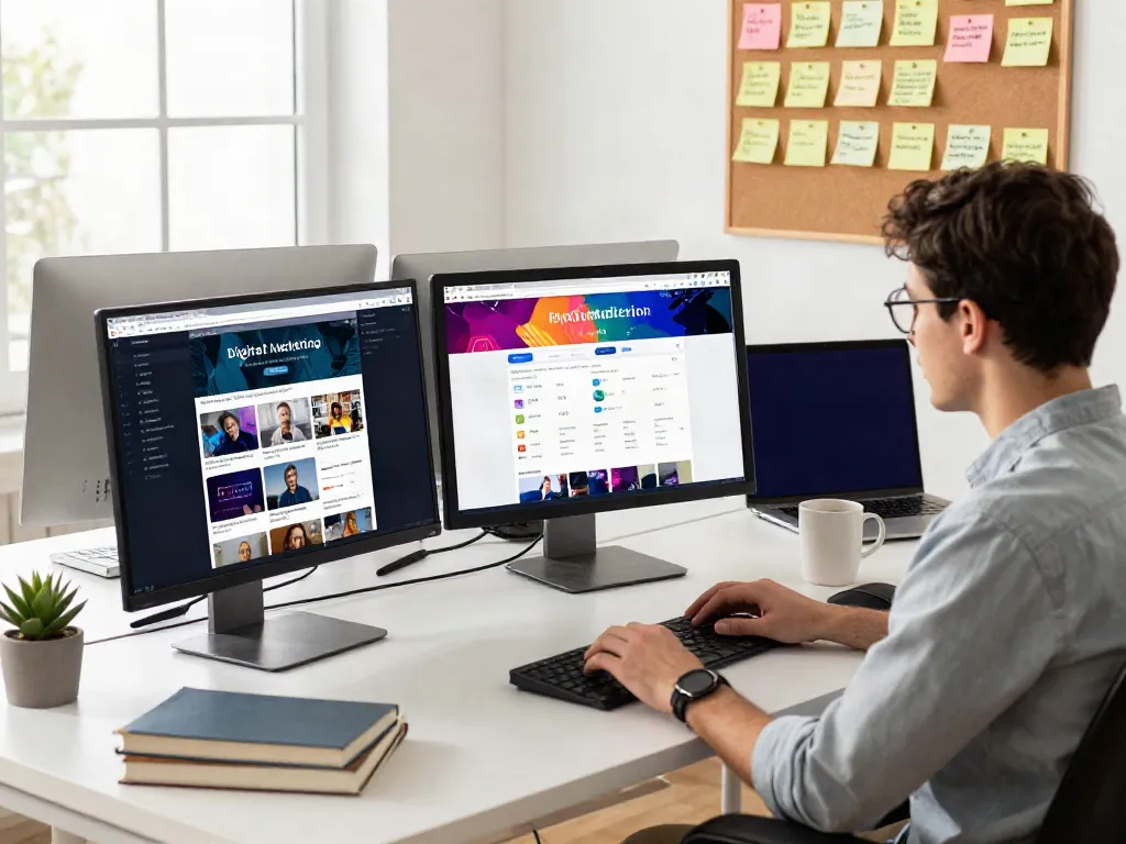 Modern workspace featuring link collection tools and digital analytics for 사이트모음.