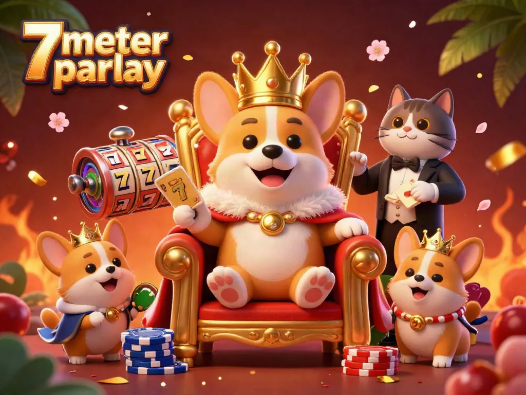 Play and win big with 7meter parlay in this vibrant 3D casino scene featuring exciting gaming elements.