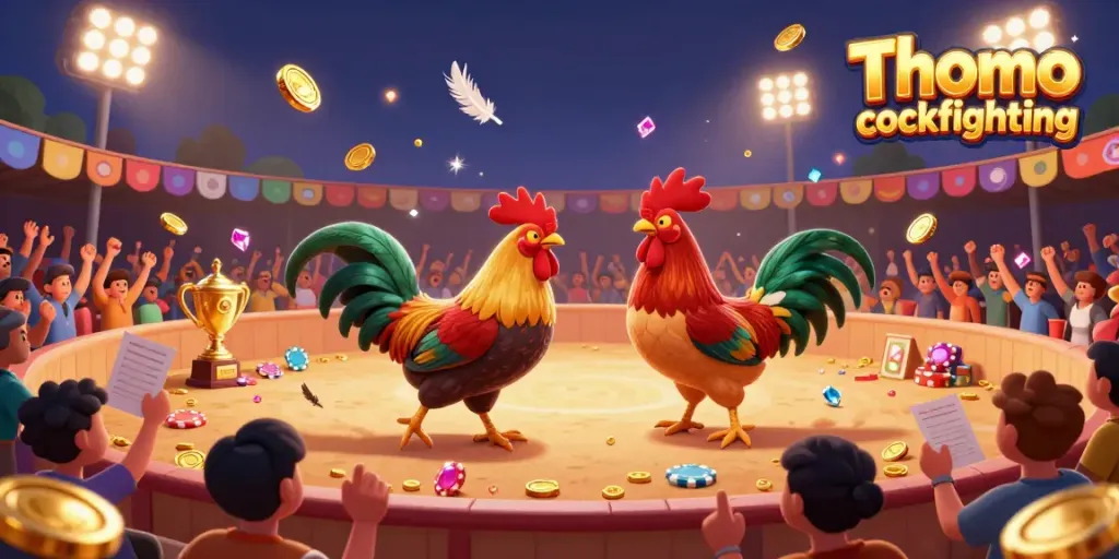 Thomo cockfighting tại đấu trường sôi động với những chú gà ra trận, tạo cảm giác hồi hộp cho người xem.
