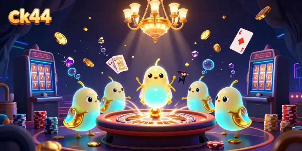 Experience the thrill of ck44 casino with bioluminescent glowworms and vibrant game elements.