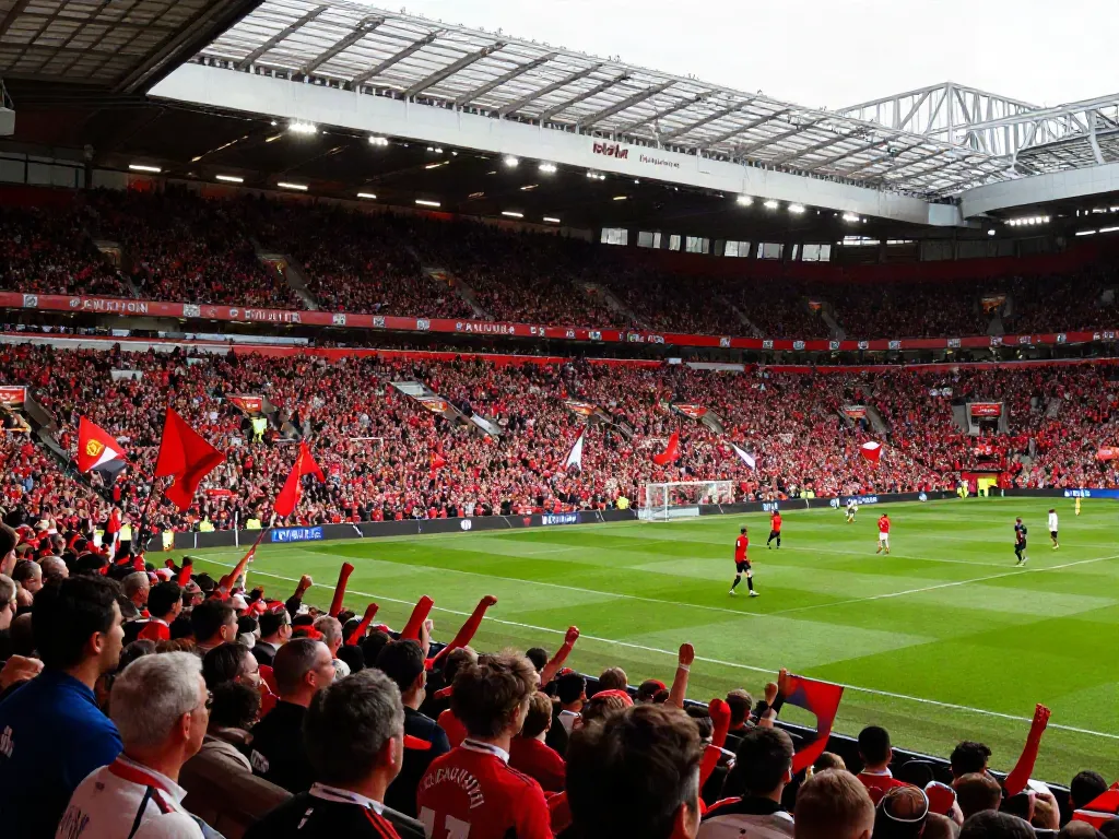 Exciting Manchester United vs. Liverpool match scene highlighting vibrant fan engagement and football rivalry.