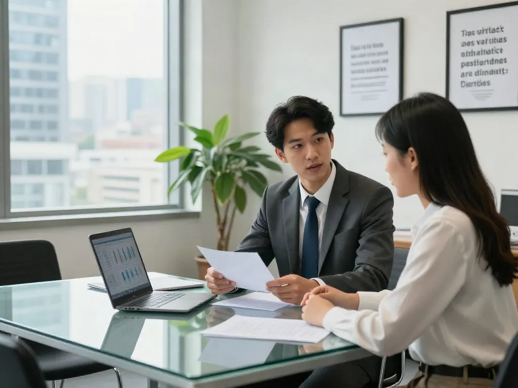 Payday Loans Co Canada consultation in a modern office with financial advisor and client discussing loan options.