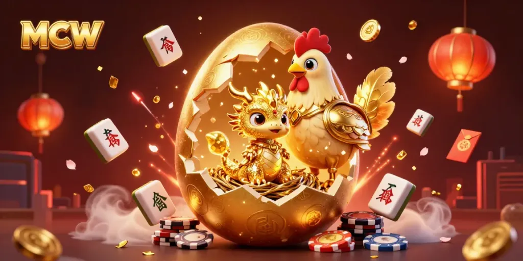 Win big with MCW's magical gambling scene featuring a golden baby dragon and poker chips.