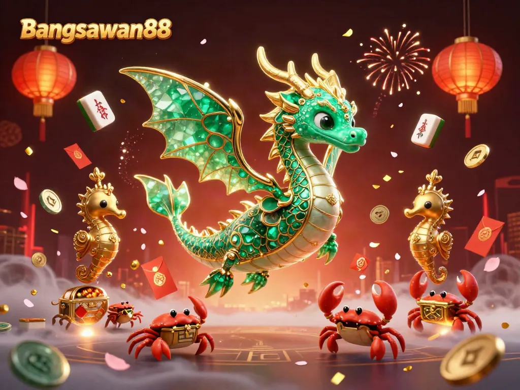 Bangsawan88 invites bettors with vibrant, dynamic casino-themed illustration showcasing games and festivities.