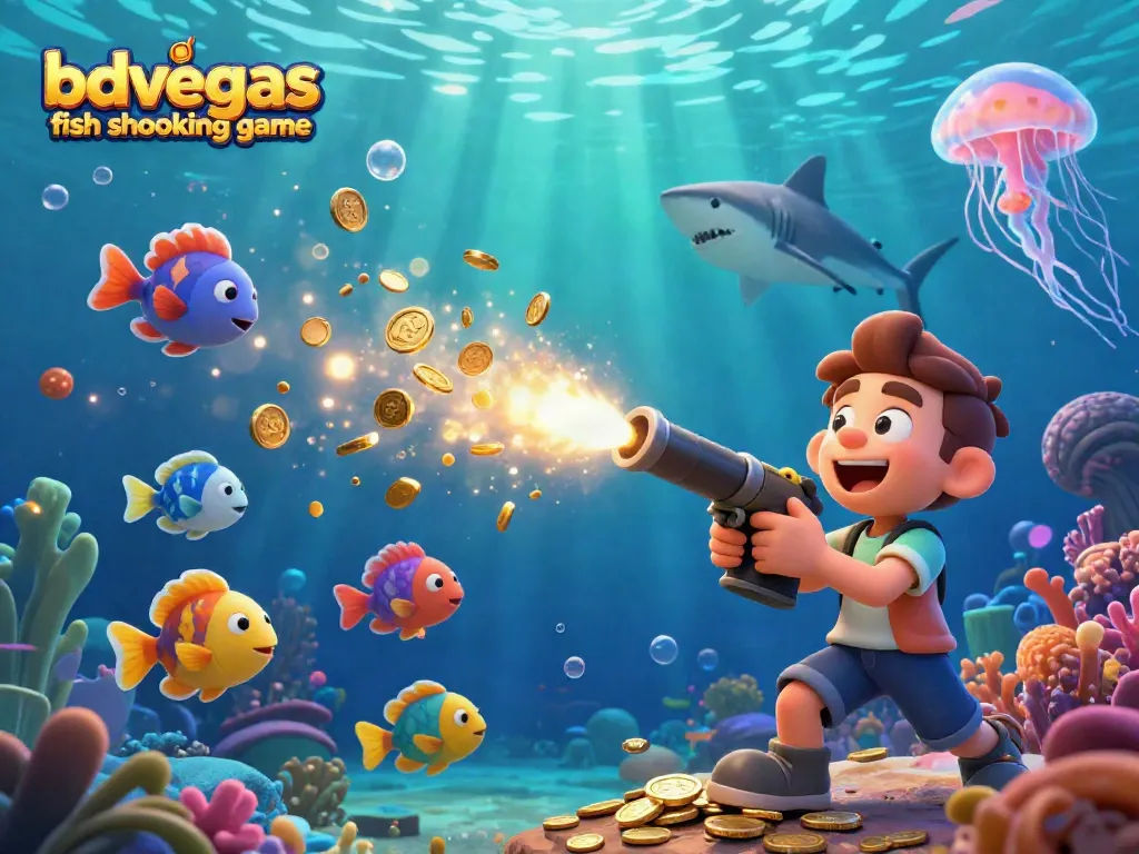 The bdvegas fish shooting game scene showcasing a player aiming at vibrant sea creatures in an engaging underwater arcade-style environment.