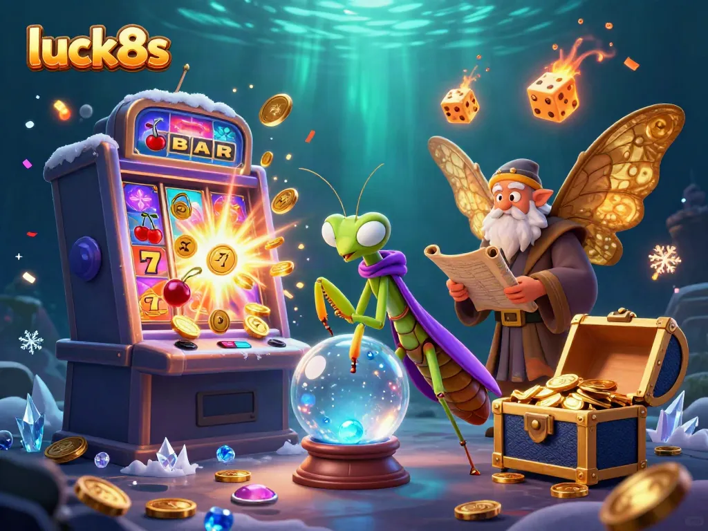 Unlock jackpots and casino thrills with luck8s in this vibrant 3D illustration.