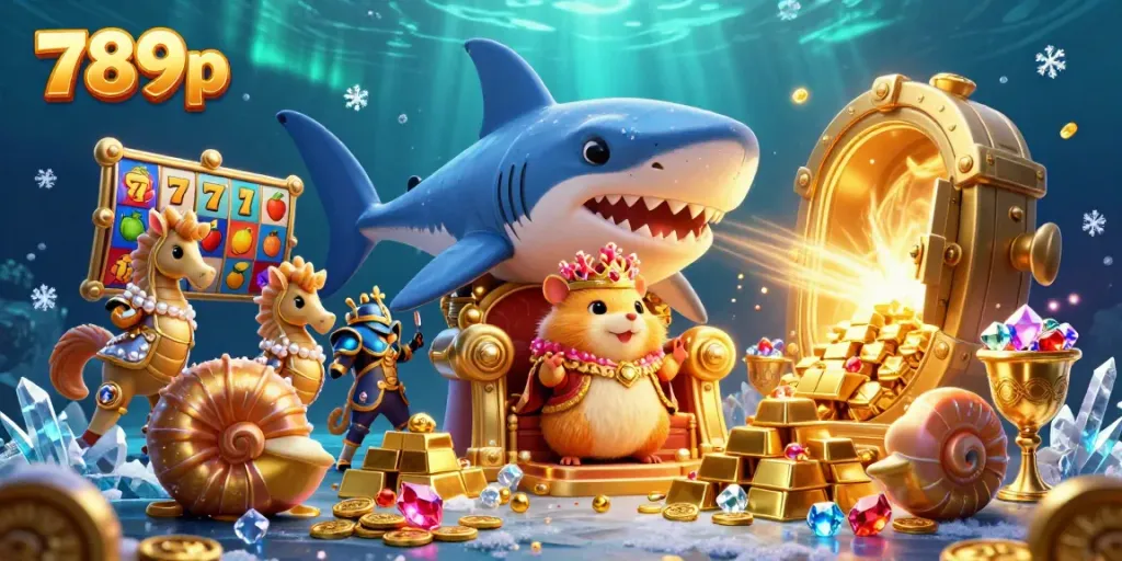 Engage with 789p gameplay featuring a fierce hamster king alongside vibrant slot elements and treasure riches.