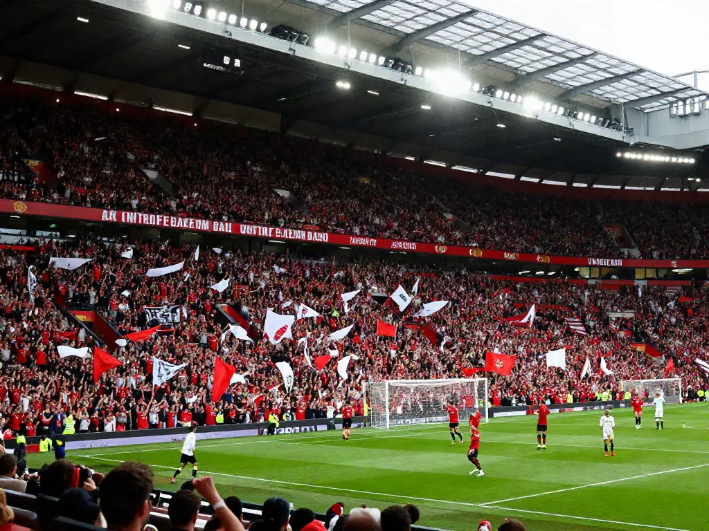 Manchester United vs Liverpool match scene showcasing fans and players in action.