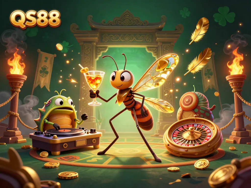 Experience thrilling gameplay with QS88's captivating casino characters in an exciting 3D illustration.