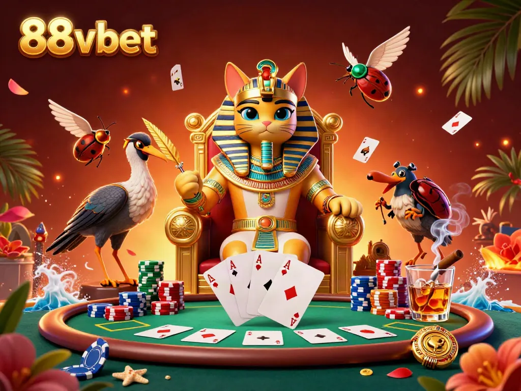 Experience ultimate gaming with the Egyptian pharaoh cat for 88vbet's rich casino world.