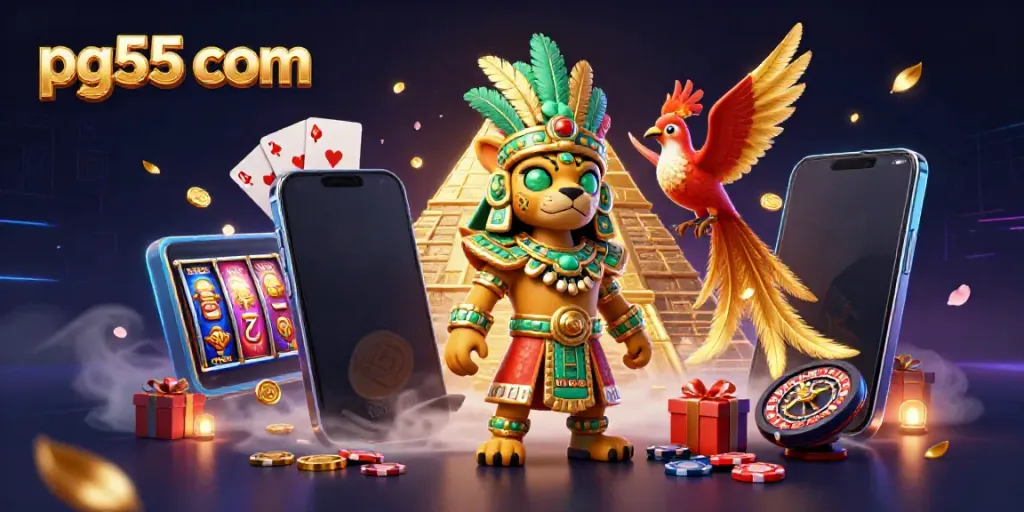 Engage with pg55 com's thrilling casino entertainment through vibrant 3D illustration