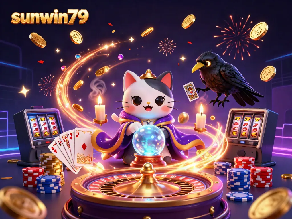 Join the excitement at sunwin79 with a gaming scene featuring vibrant characters and thrilling casino elements.