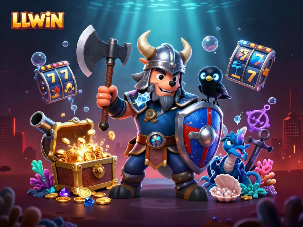 LLWIN showcases thrilling gameplay with Viking wolf warrior, ice-breathing dragon, and treasure-filled depths.