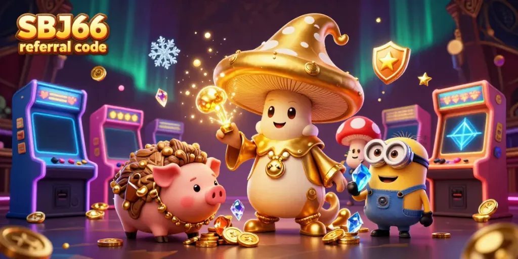 Engage with the SBJ66 referral code in an enchanting casino world filled with magical characters and vibrant gaming elements.