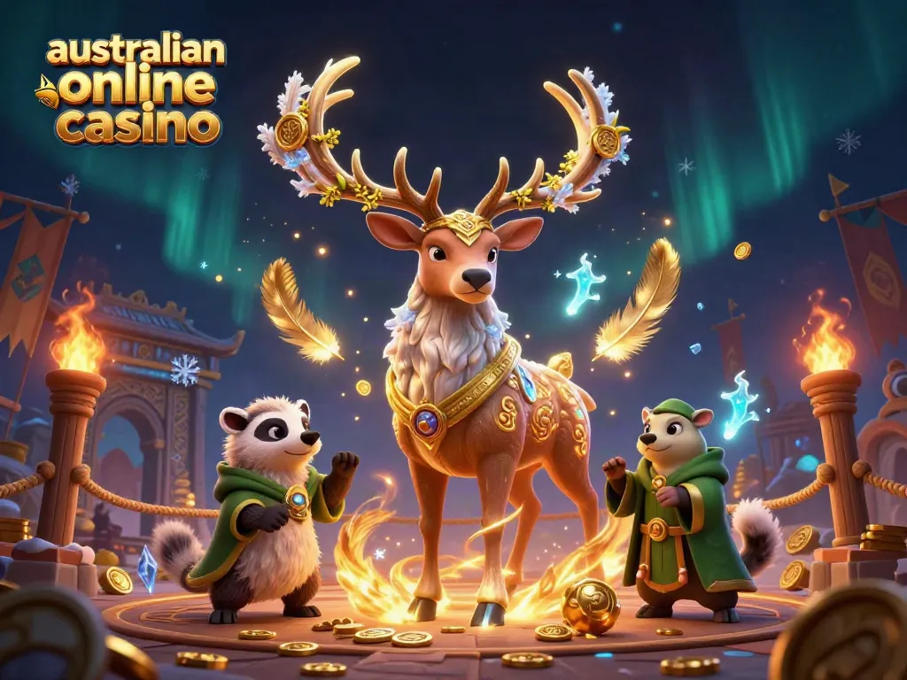 Experience the thrill of australian online casino gaming with enchanting characters amid magical elements.