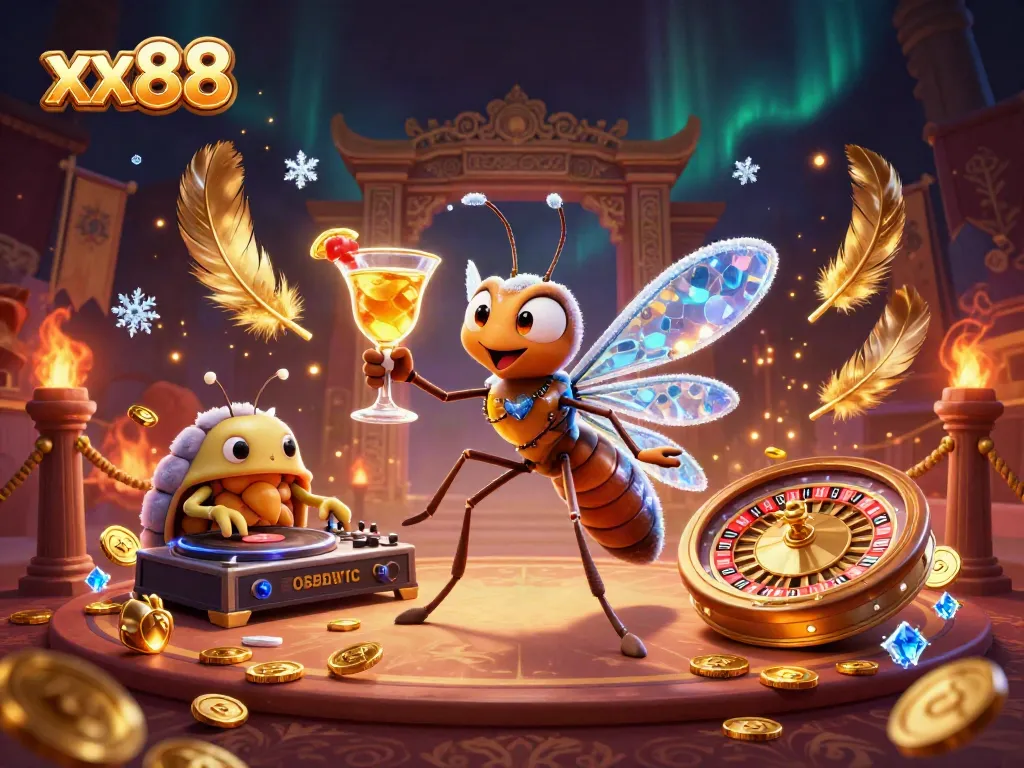 Engage in thrilling gaming at xx88 casino with a vibrant 3D scene showcasing unique characters.
