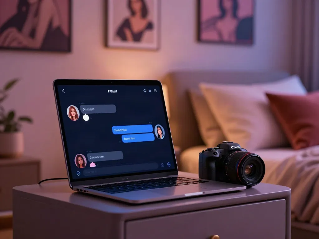 Engaging ai sexting conversation displayed on a smartphone in a cozy bedroom atmosphere.